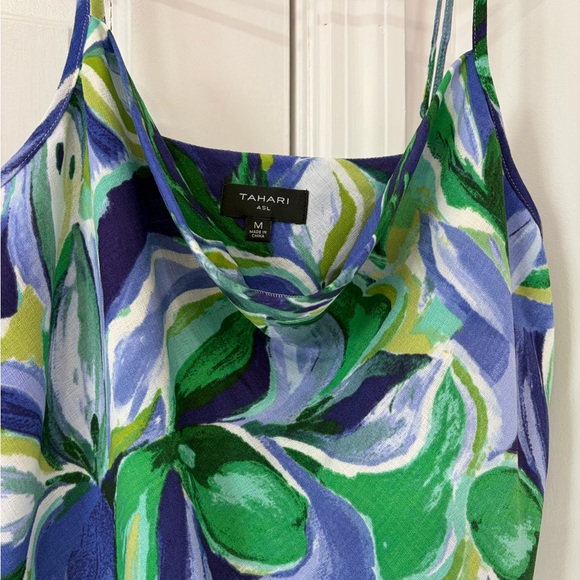 Tahari Blue & Green Abstract Cowl Neck Camisole - Picture 2 of 4